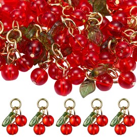 LEGENTLISUR 40Pcs Cherry Charms Pendants 3D Acrylic Charms with Loop Red Fruit Resin Charms for Necklace Bracelets Earrings Jewelry Making or DIY Crafts