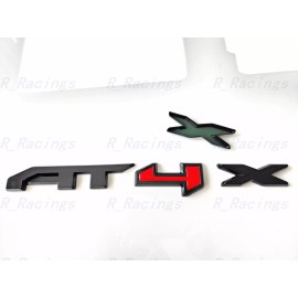 GMC 1PC Gloss Black Red Front Grill AT4X OVERLAY Emblems 2023-2024 Canyon AT4X