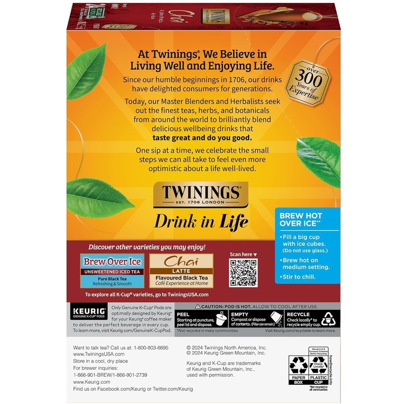 Twinings Chai Black Tea K-Cup Pods for Keurig, 24 Count