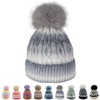 Women's Winter Beanie Hat -Cashmere Inner Layer Chunky Knit Pom-Pom