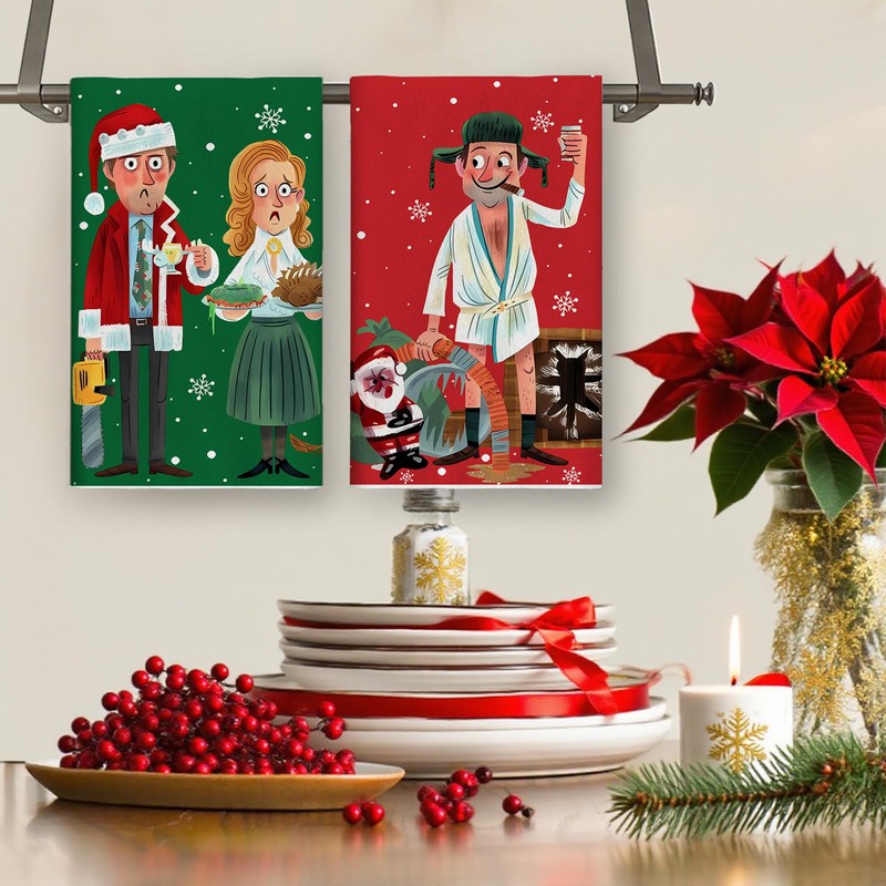 Flaircave Funny Christmas Kitchen Towels Decorative Set Happy Xmas Dish