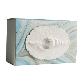 Earth Memorials The Favorite Place Biodegradable Urn for Human Ashes, Large Shell in Mist Urn Box, Water Burial, EcoFriendly, Blue/Metallic Silver Swirl K-124