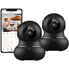 Littlelf Monitoring Camera, 2K Baby Monitor with Motion Detecting Camera, Night Vision, Two-Way Audio, Indoor Monitoring Camera for Dogs, Pet Camera with App, Wi-Fi Camera, Alexa, Pack of 2
