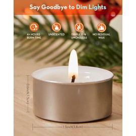 Tea Lights Candles 25 Pack [Burn Clean] Unscented White Tealight Candles Mini Tea Candles Tea Light Candles for Wax Melt Warm Tea,Sabbath, Weddings