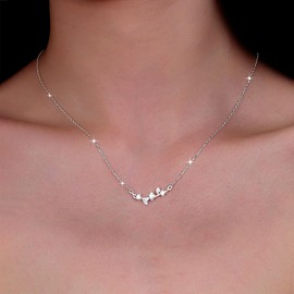 TseenYi Ginkgo Biloba Pendant Necklace Silver Ginkgo Necklace Small Ginkgo Leaves Necklace Mini Biloba Leaves Pendant Necklace Tiny Leaves Pendant Choker Chain, Zinc