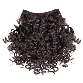 UAmy hair Spring Curl Bangs for Black Women Replaceable Curly Bangs with 2 BB Clips in Hairpieces Synthetic Curly Bangs for Daily Wear(Dark Brown)