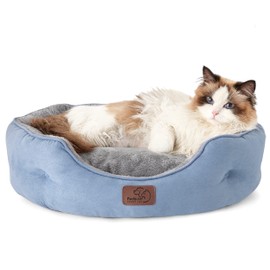 Bedsure Dog Beds for Small Dogs - Round Cat Beds for Indoor Cats, Washable Pet Bed for Puppy and Kitten with Slip-Resistant Bottom, 20 Inches, Allure