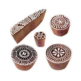 Crafty Pattern Finger and Round Wood Block Stamps (Set of 5)