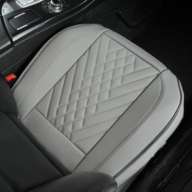 GIANT PANDA 1pack Front Car Seat Cover Bottom Seat Cover, PU Leather Driver Car Seat Protector Fits 95% of Vehicles, Wrapping Around The Bottom (Grey)
