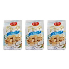 Gastone Lago Party Wafers Cookies With Coconut Cream Filling 8.82 oz, 250g (Pack of 3) (Coconut, 3-Pack)