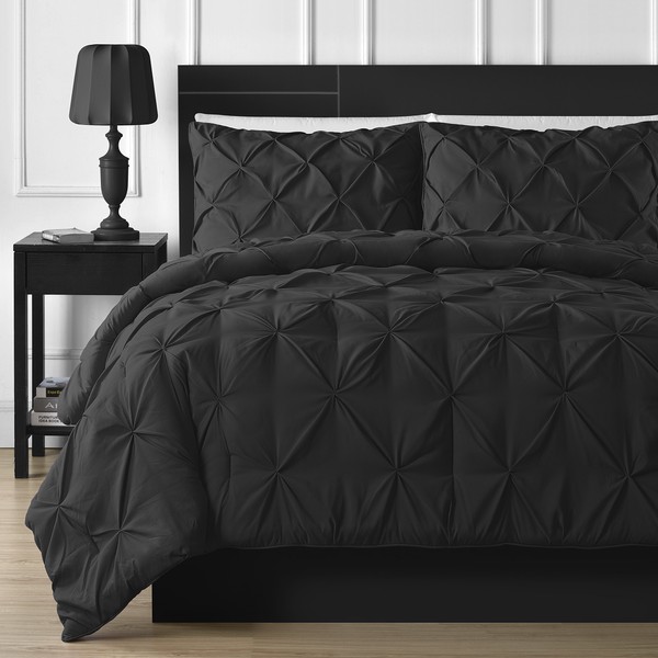 Comfy Bedding 3-Piece Pinch Pleat Comforter Set All Seasin Pintuck