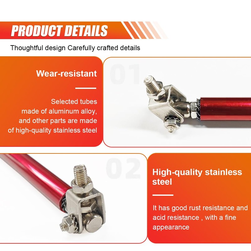 2PCS 8"-11" Adjustable Splitter Strut Rods, Car Front Bumper Lip