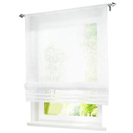 BAILEY JO 1er-Pack Raffrollo mit Tunnelzug Gardinen Transparent Voile Vorhang (BxH 60x155cm, weiß)