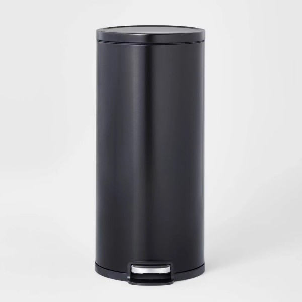 Brightroom 30L Round Step Trash Can Black - Brightroom