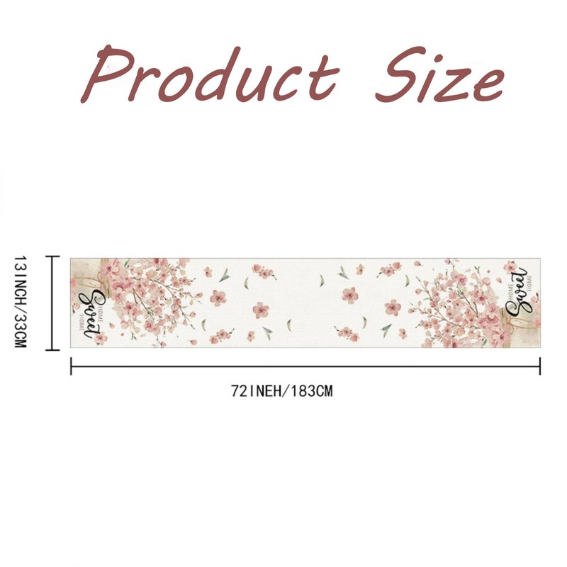 BSITSSS Sakura Leaves Spring Pink Table Runner, 33cm x183cm Spring