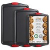 Baking Sheet Set, 3-Piece Cookie Sheet Set with Silicone Handles,