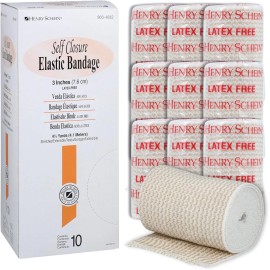 Henry Schein Self-Closure Elastic Bandage, 3" x 4.5 Yards, Tan, 3 x Yards (Box of 10)