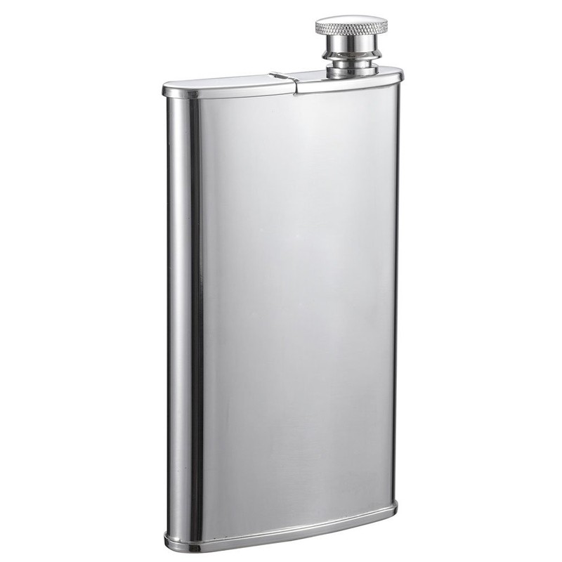 Visol Edian Stainless Steel 4-Ounce Hip Flask with Built-In Cigar
