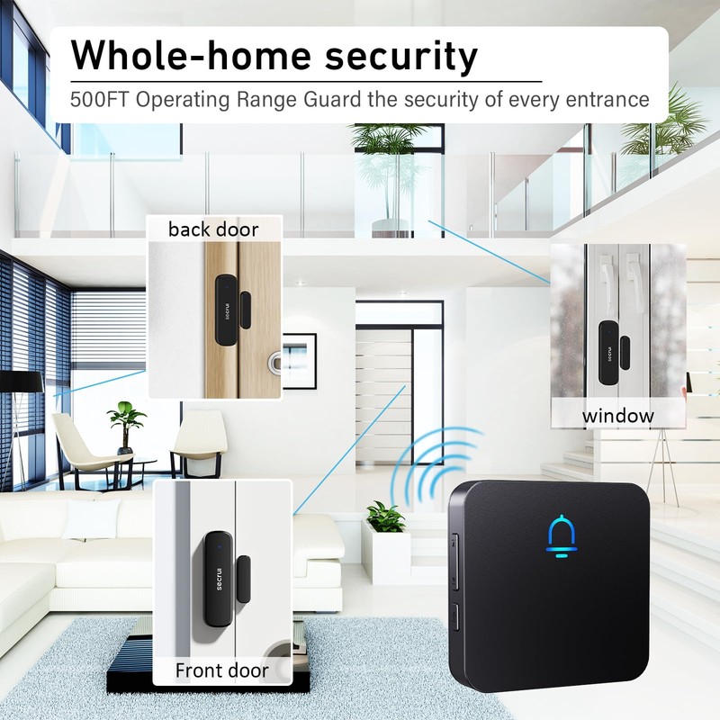 Wireless Door Chimes When Door Open Entry for Business/Home/Office/Store (500ft