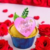 6x Valentine's Day Acrylic Cupcake Toppers Heart shaped Tags Valentines