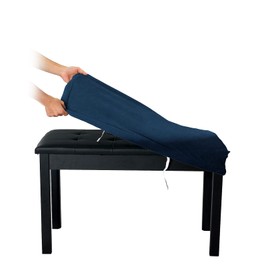 SINOSSO Soft Velvet 2-Person Piano Bench Cover, (27.5"- 36.5") L x (12"- 16") W Rectangle Stretch Washable Stool Upholstered Protector Slipcover, (M, Navy Blue)