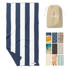 SUN'Y - Toalla de playa de microfibra gofre, sin arena, de secado rápido, ultra absorbente, ligera y compacta toalla de viaje con bolsa de transporte,