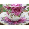 roiyarua-den Cup & Saucer Bone China 240ml Rose Pattern Purple