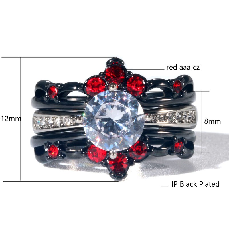 ringheart Couple Rings Black Matching Ring 1.5ct AAA CZ Women