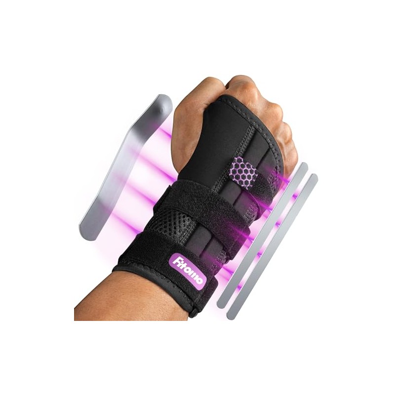 Fitomo Wrist Support with 3 Splints ＆ Soft Thumb Design