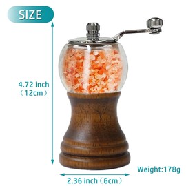 Pepper Mills Set, Manual Grinder Classic Hand Shake Style, 1pcs 5in, EP Material Acryli, Ceramic Blades with Adjustable Coarse Mill, Enjoy Your Best Fresh Ground Pepper Sea Salts and Various Spices