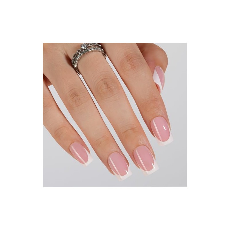 Vansiho Uñas Postizas Francesas de Gel Rosa, Uñas Postizas Cortas