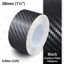 1-1/2" | 38mm Self-Adhesive Vinyl Pin Stripe Roll Decal Sticker Tape 32ft 9.80m - CARBON FIBER BLACK, Universally Compatible for Cars, Trucks, Vans, Motorcycles, Bikes, Helmets, Arts & Crafts