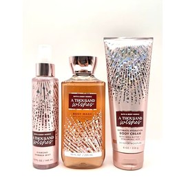 Bath and Body Work A Thousand Wishes Gift Set, Diamond Shimmer Mist 4.9 oz, Body Wash 10 oz, Body Cream 8 oz