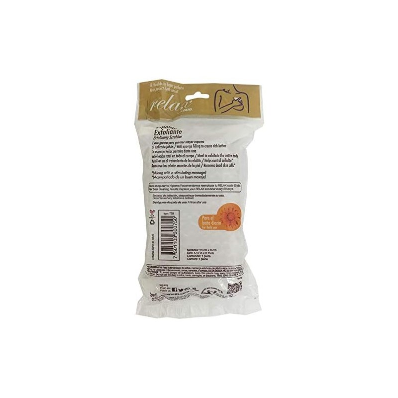 Esponja Exfoliante Corporal Rectangular con Rafia y Tira de Sujeción