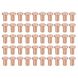 QUARKZMAN Pack of 50 Solid Copper Rivets 5/64 x 5/32 Inch Flat Head Rivets Metal Fasteners for Electrical Applications Leatherwork Supplies