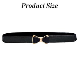 Womens 1" Width Bow Skinny Elastic Waist Belt Stretchy Belt Thin Belt，Black belt women