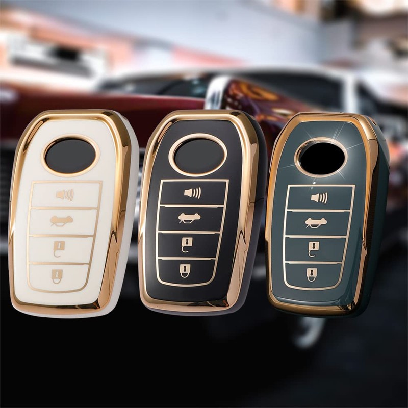 ontto 4-button Key Fob Cover with Keychain Compatible with Toyota