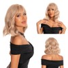 Pelucas para Mujer de Pelo Corto ondulado con Flequillo(12’’/30cm, Oro)