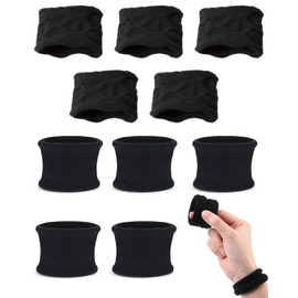 WUNZILO Pack of 10 Hair Bands for Women Girls Large Elastic Strong Hair Bobbles Seamless Cotton Holder Ties Stretching Ponytail Hair Pompoms for Thick Heavy Curly Hair, Black