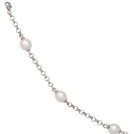 JOBO Bracelet 925 Sterling Silver Rhodium-Plated Freshwater Pearl 19 CM 4 Kar...