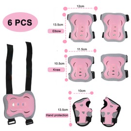 Kids Knee and Elbow Pads, 6PCS Kids Sports Protective Gear Set, Knee Pad Kids Elbow Pads Adjustable Knee Pads for Cycling Skateboard Scooter Roller Skates Inline Skating