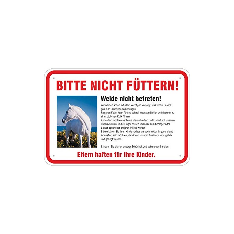 Sign "Achtung, Pferde nicht füttern" 300 x 450 mm Aluminium