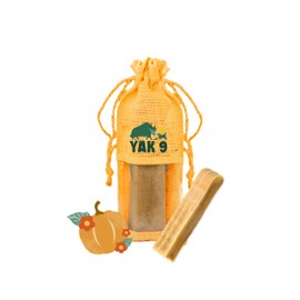 Yak9 Cheese Dog Chews, High Protein Dog Treats, Natural Ingredients, Long Lasting Dog Chews, Dog Treats for Medium Breeds Under 75 Lbs, Rawhide Free, Non GMO, Gluten Free, Grain Free, Pumpkin, 1 Piece