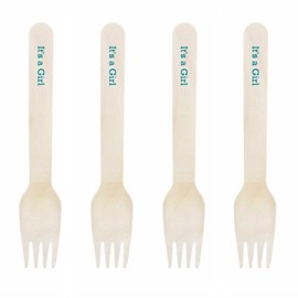 Dress My Cupcake Natural Wood Candy 100-Pack Buffet Forks DIY Kit, It's a Girl, Aqua