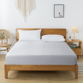 bienDo Fitted Sheet 90 x 200 cm, Light Grey, Bamboo Lyocell Silk, Fitted Sheet for Winter and Summer, 35 cm Deep Pocket for High Mattresses, Allergy Sufferers, Soft Like Egyptian Cotton