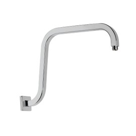 PHASAT PU9D03 - Brazo de ducha cuadrado en forma de S con brida, brazo de extensión de cabezal de ducha de altura alta, color cromado