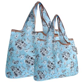 allydrew Unisex's Reusable Grocery Bags, Set of 2, Gray Floral, Large & Small