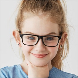 Eyes Dot Brick Original Design by Re-Do Bricks ® - Gold Plated base Stud Earrings, Cute, Original and Fashionable Design & Great Gift for Teens, and BFFs.