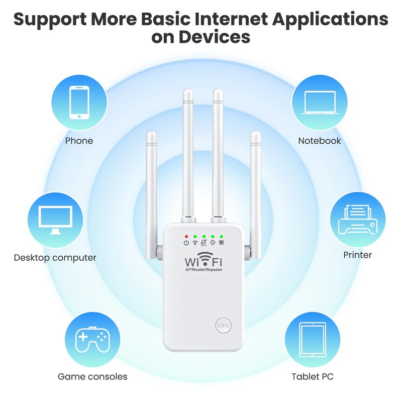 Xkimos WiFi Extender Signal Booster, Network Repeaters Provides a Strong