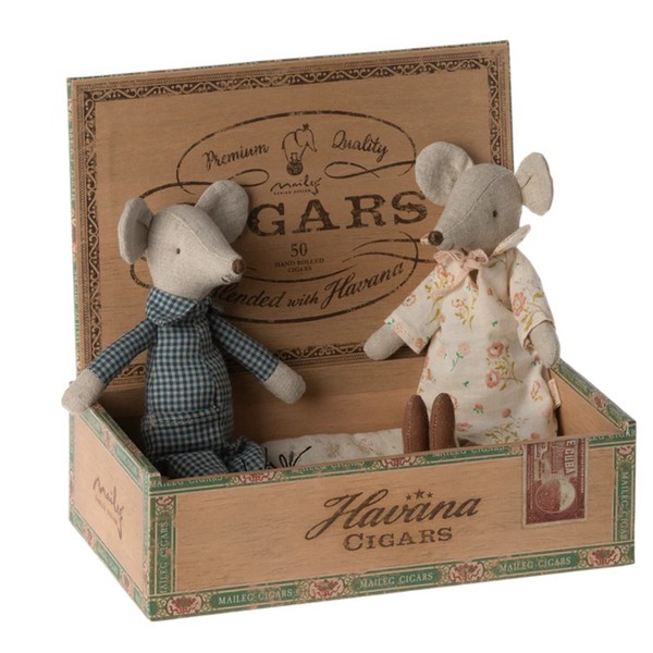 Maileg Mouse in Box | Grandma & Grandpa Mice in Cigar Box